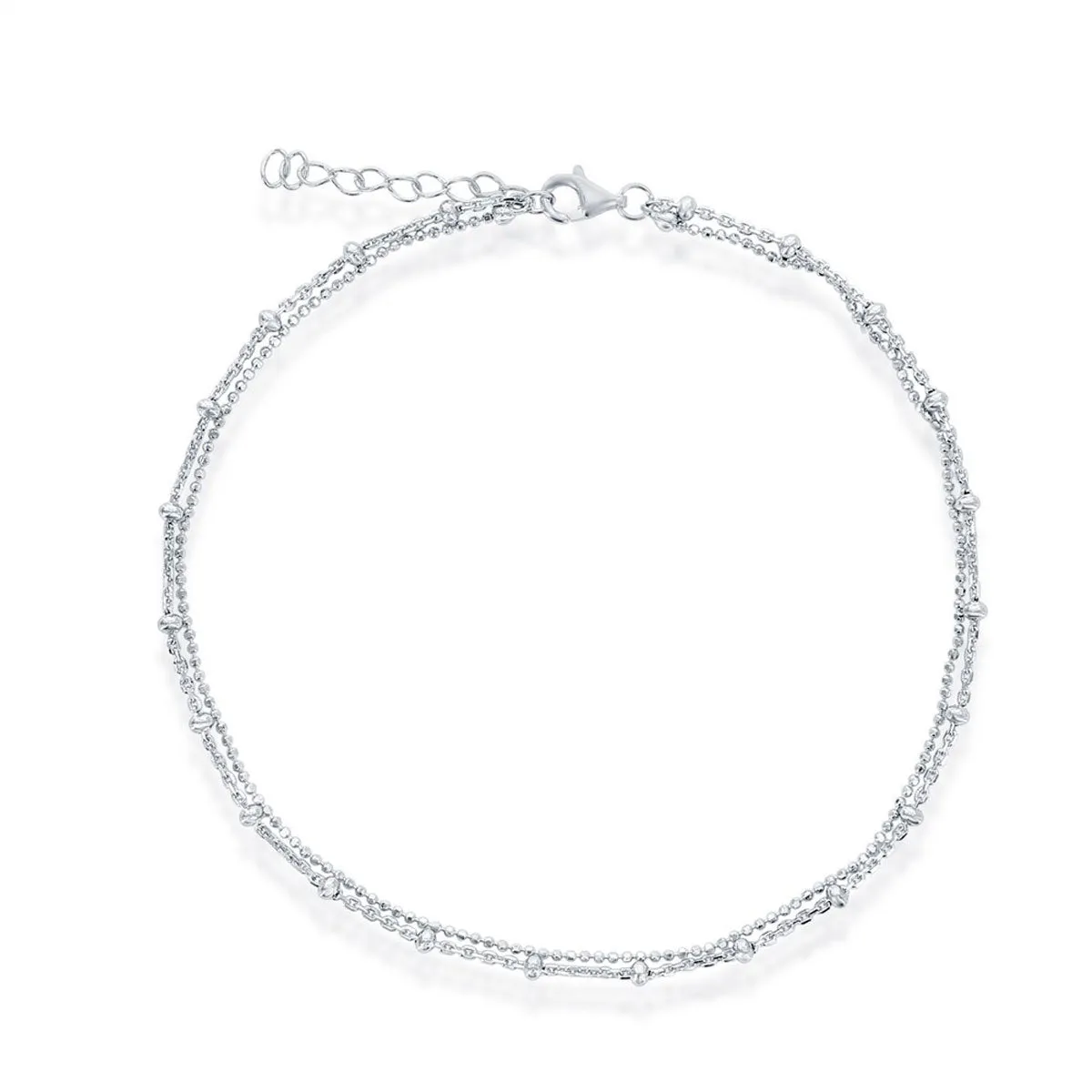 Classic Jewelry Classic Women's Anklet - Sterling Silver Double Strand Beaded | R-9264