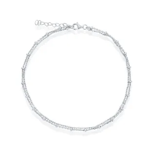 Classic Jewelry Classic Women's Anklet - Sterling Silver Double Strand Beaded | R-9264