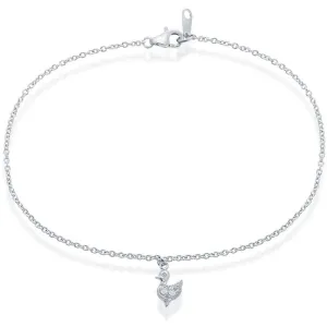 Classic Jewelry Classic Women's Anklet - Sterling Silver with Hanging CZ Duck, 9 inch | R-9053-9