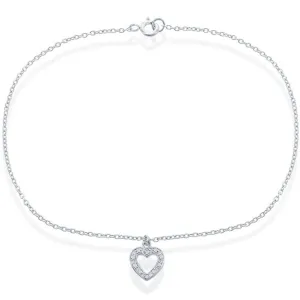 Classic Jewelry Classic Women's Anklet - Sterling Silver with Hanging CZ Heart, 10 | inch R-9055-10