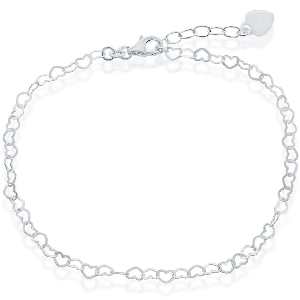 Classic Jewelry Classic Women's Anklet - Sterling Silver with Hanging Heart | R-9039-10