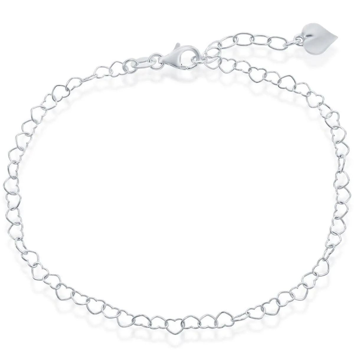 Classic Jewelry Classic Women's Anklet - Sterling Silver with Hanging Puffed Heart | R-9038-10
