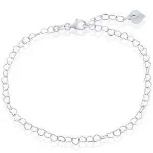 Classic Jewelry Classic Women's Anklet - Sterling Silver with Hanging Puffed Heart | R-9038-10