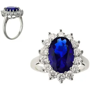 Classic Jewelry Classic Women's Blue Sapphire and Clear CZ Ring - W-9208