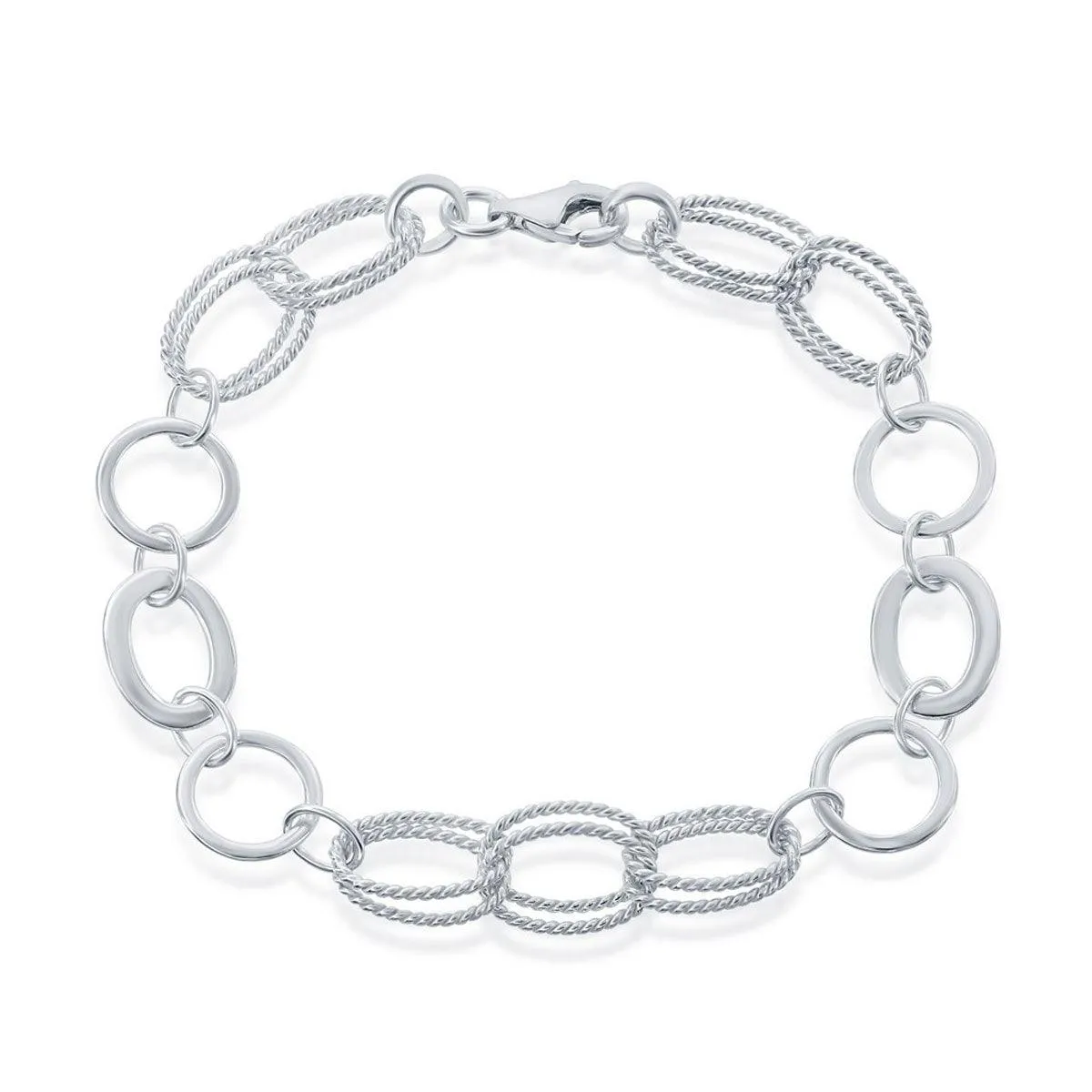 Classic Jewelry Classic Women's Bracelet - Sterling Double Ovals and Circles Braided Link | S-4737