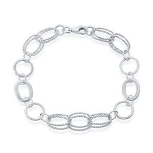 Classic Jewelry Classic Women's Bracelet - Sterling Double Ovals and Circles Braided Link | S-4737