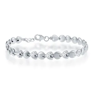 Classic Jewelry Classic Women's Bracelet - Sterling Silver Alternating D-C Hearts and Circles | S-4729