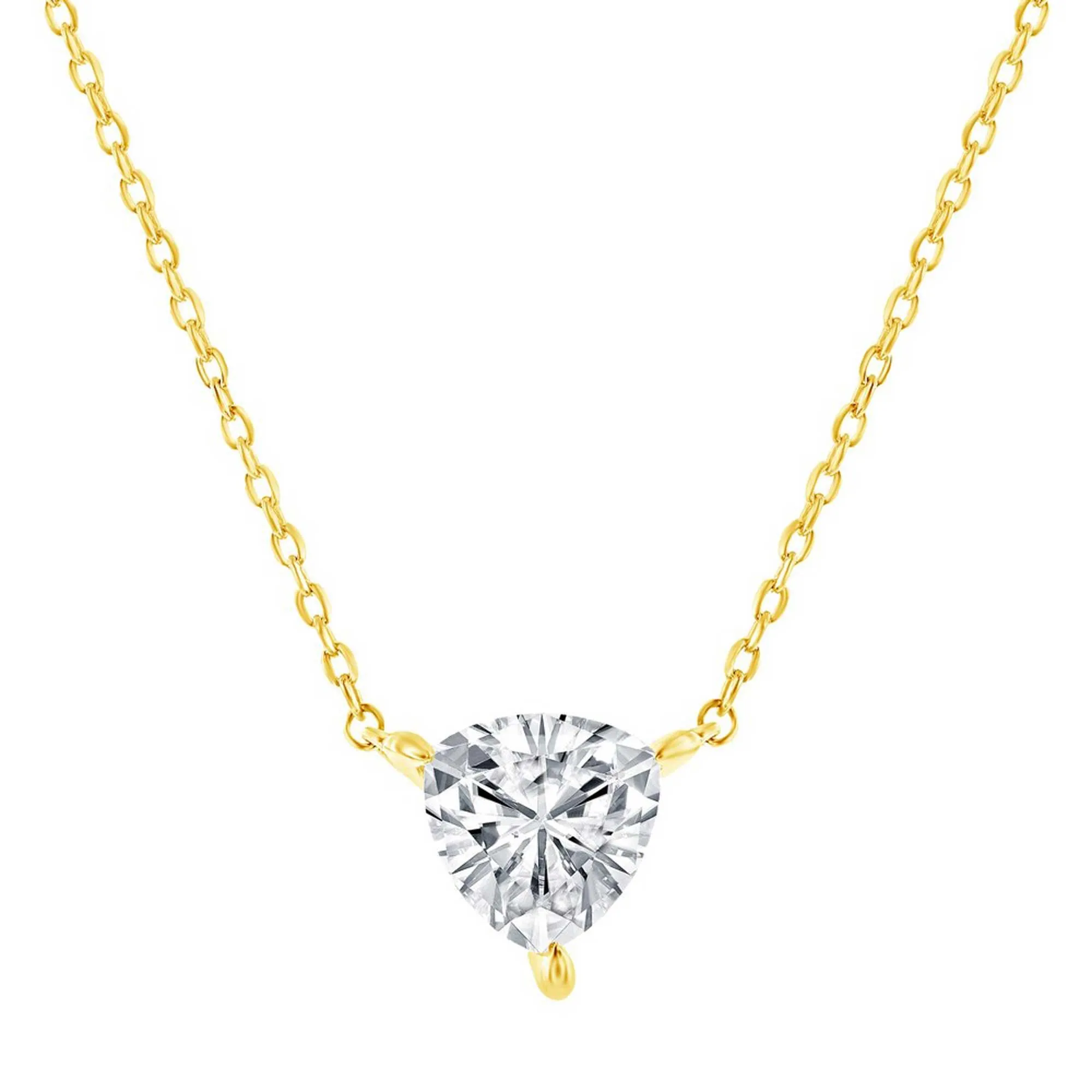Classic Jewelry Classic Women's Necklace and Earrings Set - Gold Solitaire Trillion CZ | SET-616
