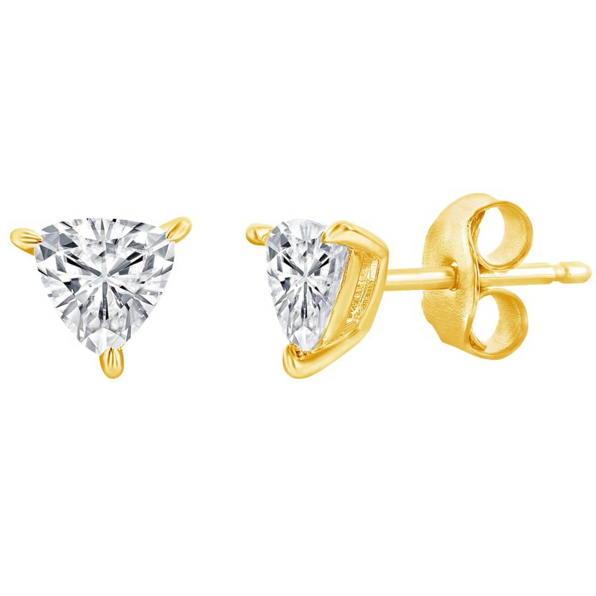Classic Jewelry Classic Women's Necklace and Earrings Set - Gold Solitaire Trillion CZ | SET-616