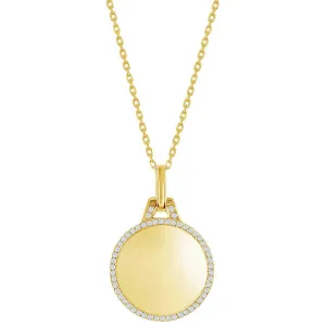 Classic Jewelry Classic Women's Necklace - Gold Plated Polished Circle with CZ Border | M-7038-GP