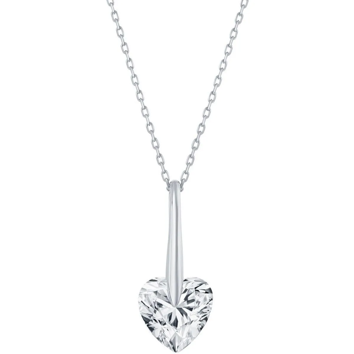 Classic Jewelry Classic Women's Necklace - Sterling Silver 10mm Heart CZ | M-6779