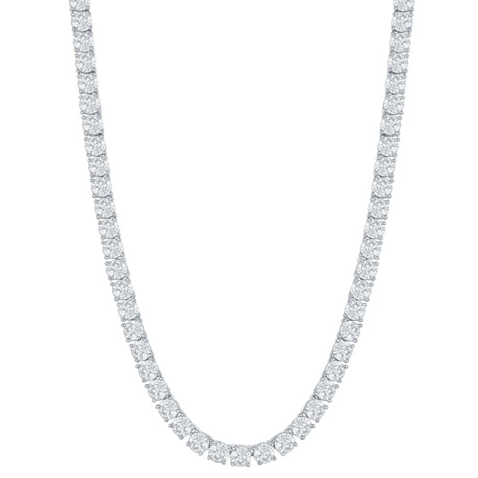 Classic Jewelry Classic Women's Necklace - Sterling Silver 4mm Round Cubic Zirconia Tennis | M-6254-20