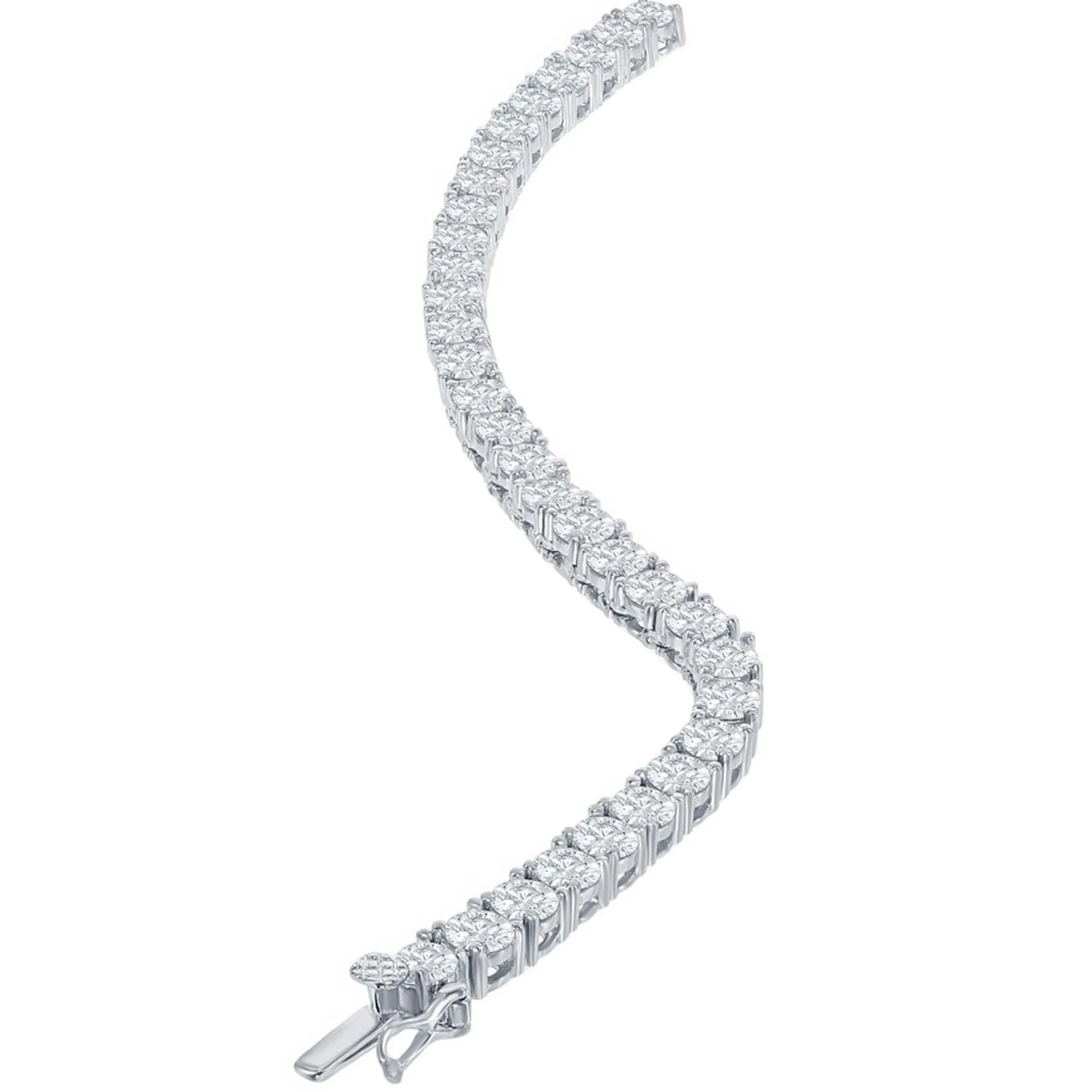 Classic Jewelry Classic Women's Necklace - Sterling Silver 4mm Round Cubic Zirconia Tennis | M-6254-20