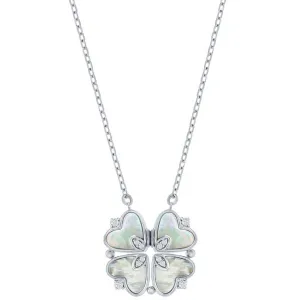 Classic Jewelry Classic Women's Necklace - Sterling Silver MOP and CZ Heart Shaped Flower | M-7095