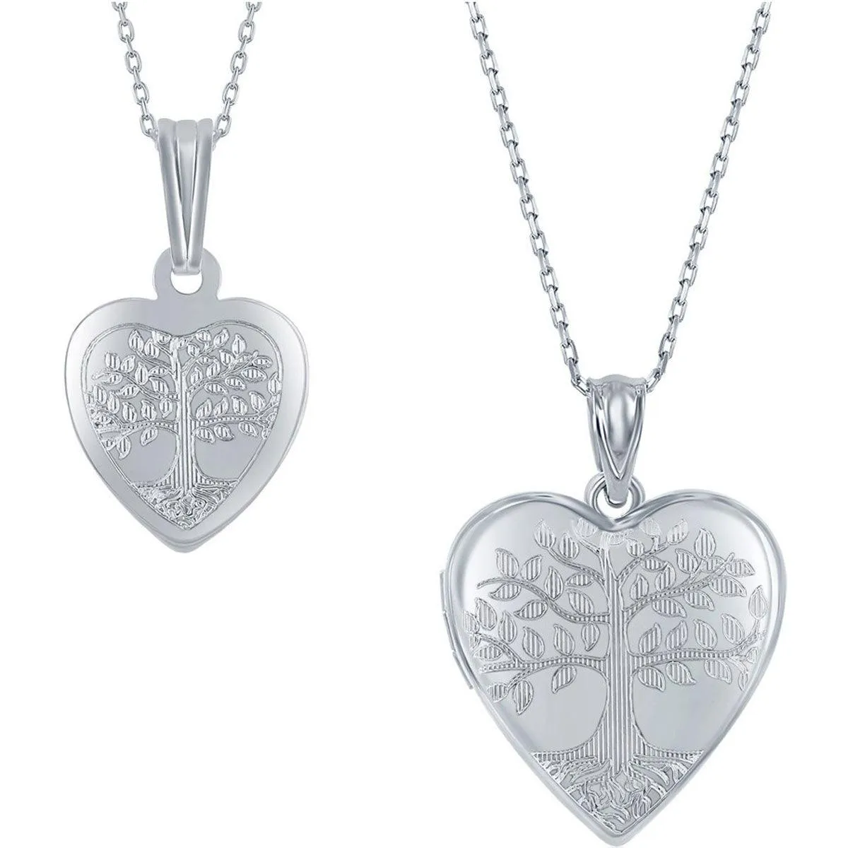 Classic Jewelry Classic Women's Pendant and Locket Set - Sterling Silver Tree of Life Heart | J-2748