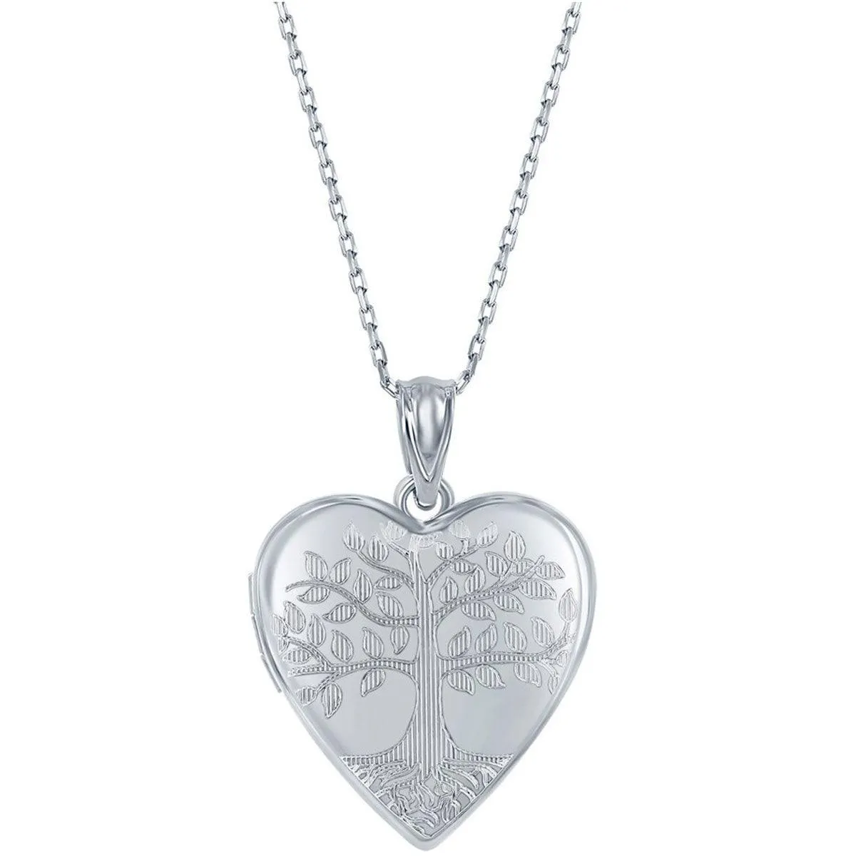 Classic Jewelry Classic Women's Pendant and Locket Set - Sterling Silver Tree of Life Heart | J-2748