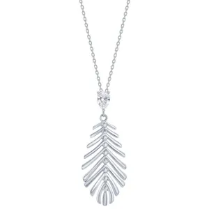 Classic Jewelry Classic Women's Pendant - SS Cut-Out Leaf with Small Pear-Shaped CZ | K-9042