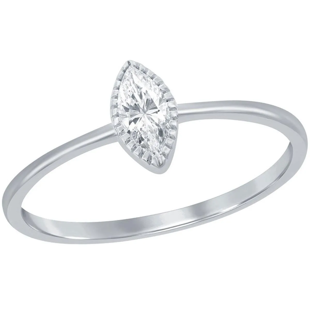 Classic Jewelry Classic Women's Ring - Sterling Silver Marquise CZ Solitaire, Size 5 | W-2744-5