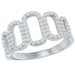 Classic Jewelry Classic Women's Silver Graduated Oval CZ Ring - W-2709
