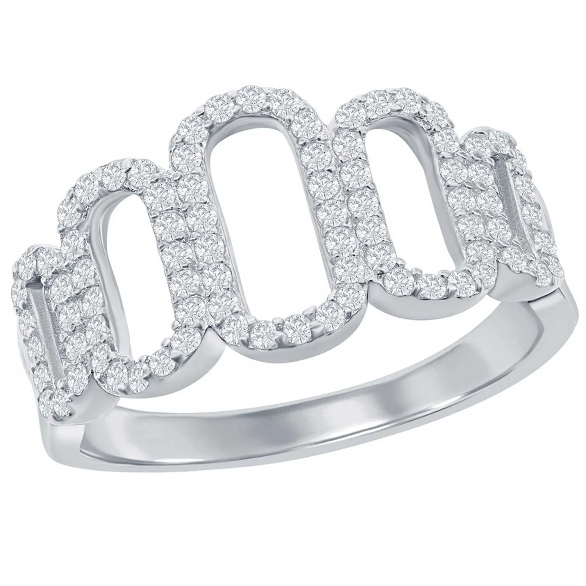 Classic Jewelry Classic Women's Silver Graduated Oval CZ Ring - W-2709