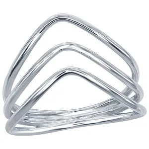 Classic Jewelry Classic Women's Silver Triple Row V Shaped Ring - W-1657