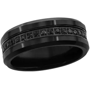 Classic Jewelry Men's Ring - Black Rhodium and CZ Eternity Tungsten, Size 9 | SW-2082-9