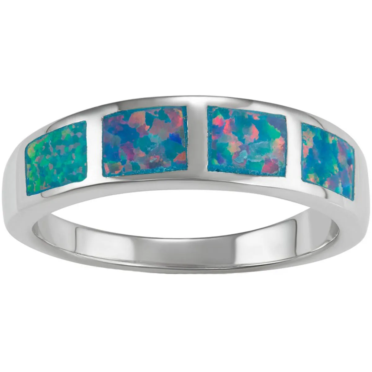 Classic Jewelry Opalata Women's Blue Green Fire Opal Squares Ring - W-1563
