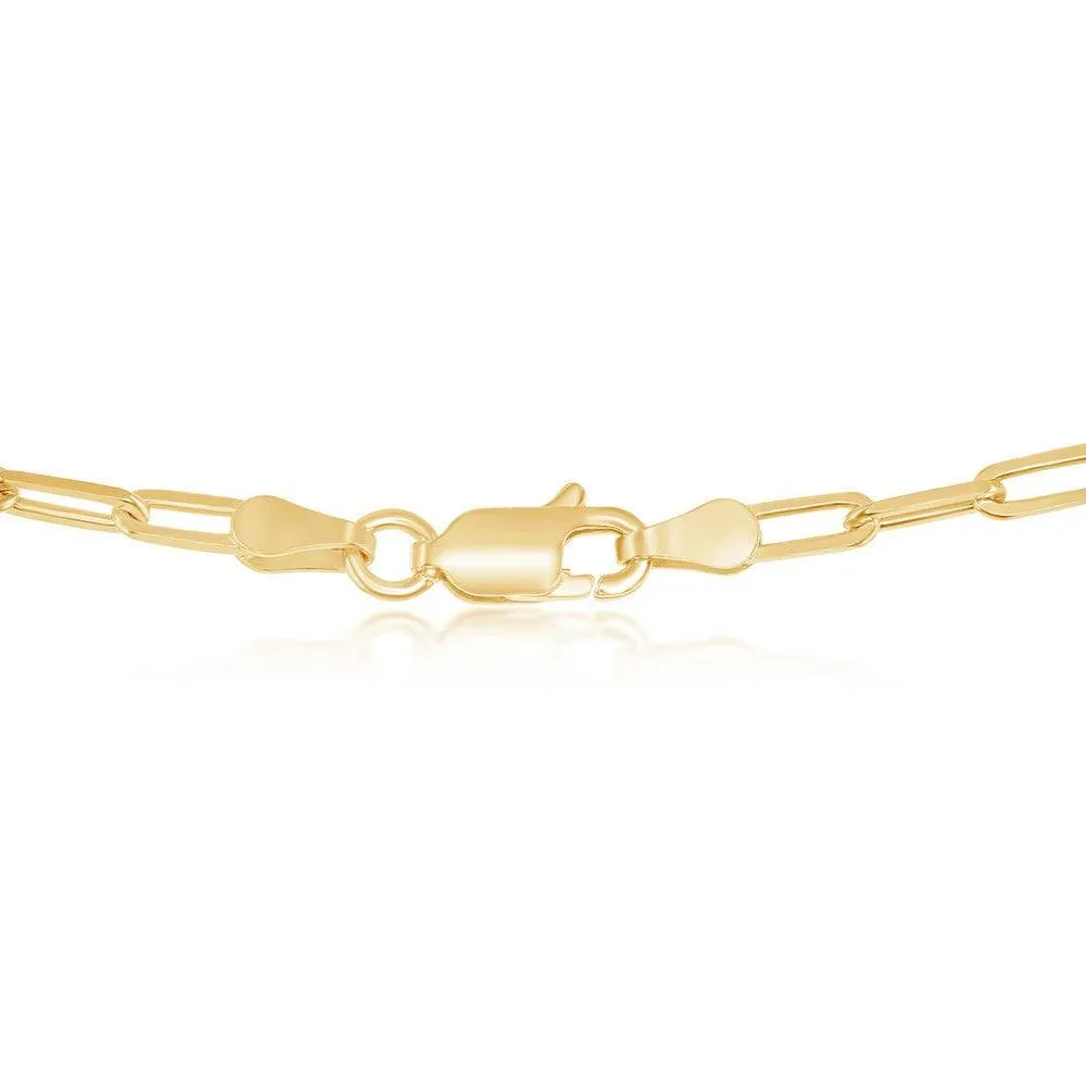 Classic Jewelry Sterling Silver 2.8mm Paper Clip Anklet - Gold Plated