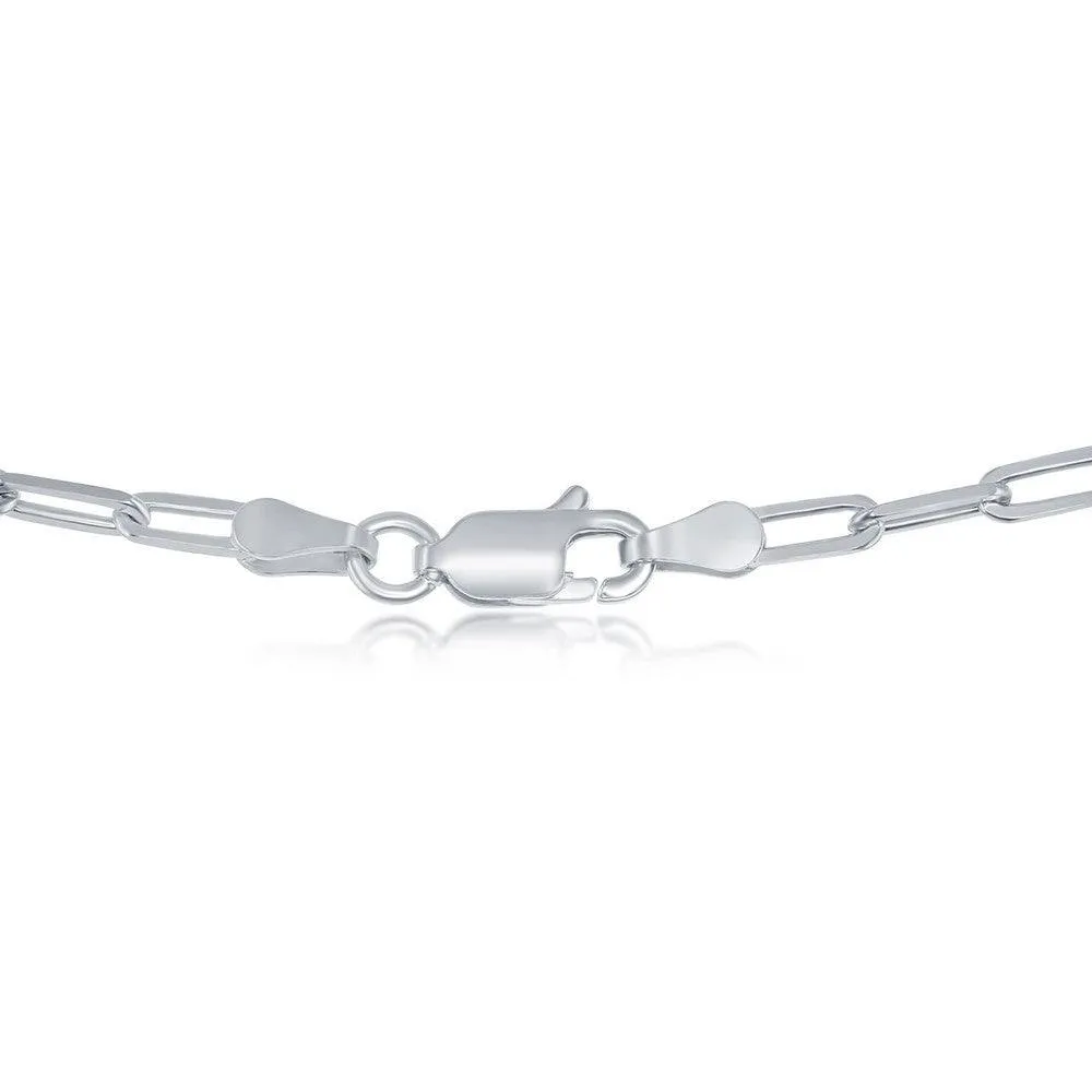 Classic Jewelry Sterling Silver 2.8mm Paper Clip Anklet - Rhodium Plated