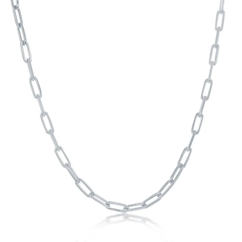 Classic Jewelry Sterling Silver 2.8mm Paper Clip Anklet - Rhodium Plated