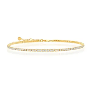 Classic Jewelry Sterling Silver 2mm CZ Tennis Anklet - Gold Plated