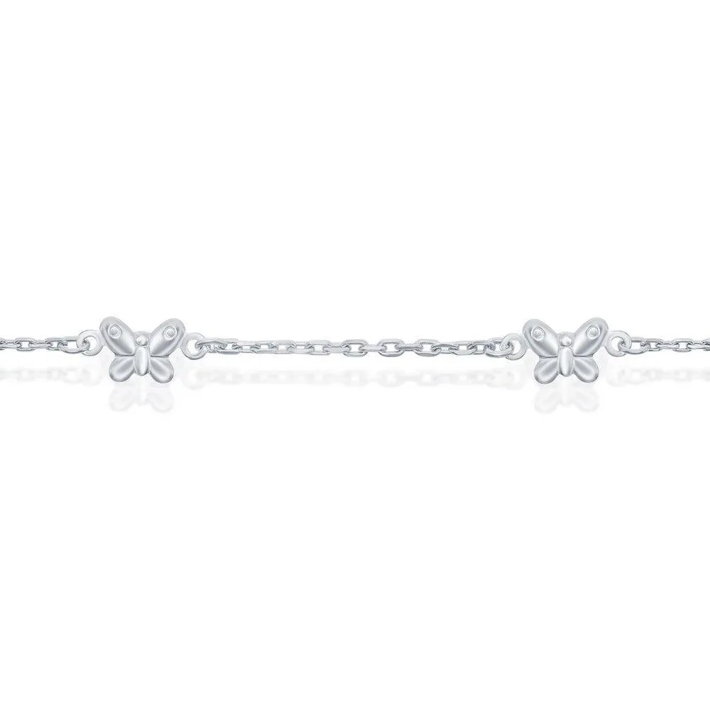 Classic Jewelry Sterling Silver Butterfly Anklet
