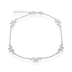 Classic Jewelry Sterling Silver Butterfly Anklet