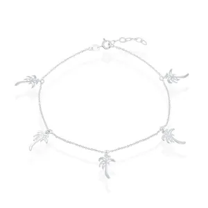 Classic Jewelry Sterling Silver Dangling Palm Trees Anklet