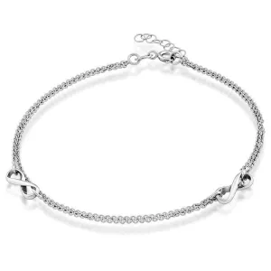 Classic Jewelry Sterling Silver Double Strand Infinity Anklet