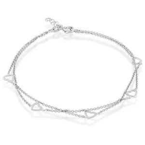Classic Jewelry Sterling Silver Double Strand Open Hearts Anklet