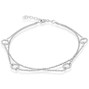 Classic Jewelry Sterling Silver Double Strand Open Rings Anklet