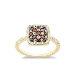 Classic Jewelry Sterling Silver GP Square Garnet CZ Micro Pave Ring, Size 8