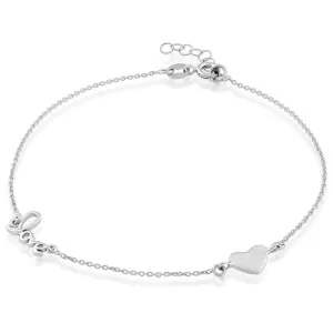 Classic Jewelry Sterling Silver Heart and Love Anklet
