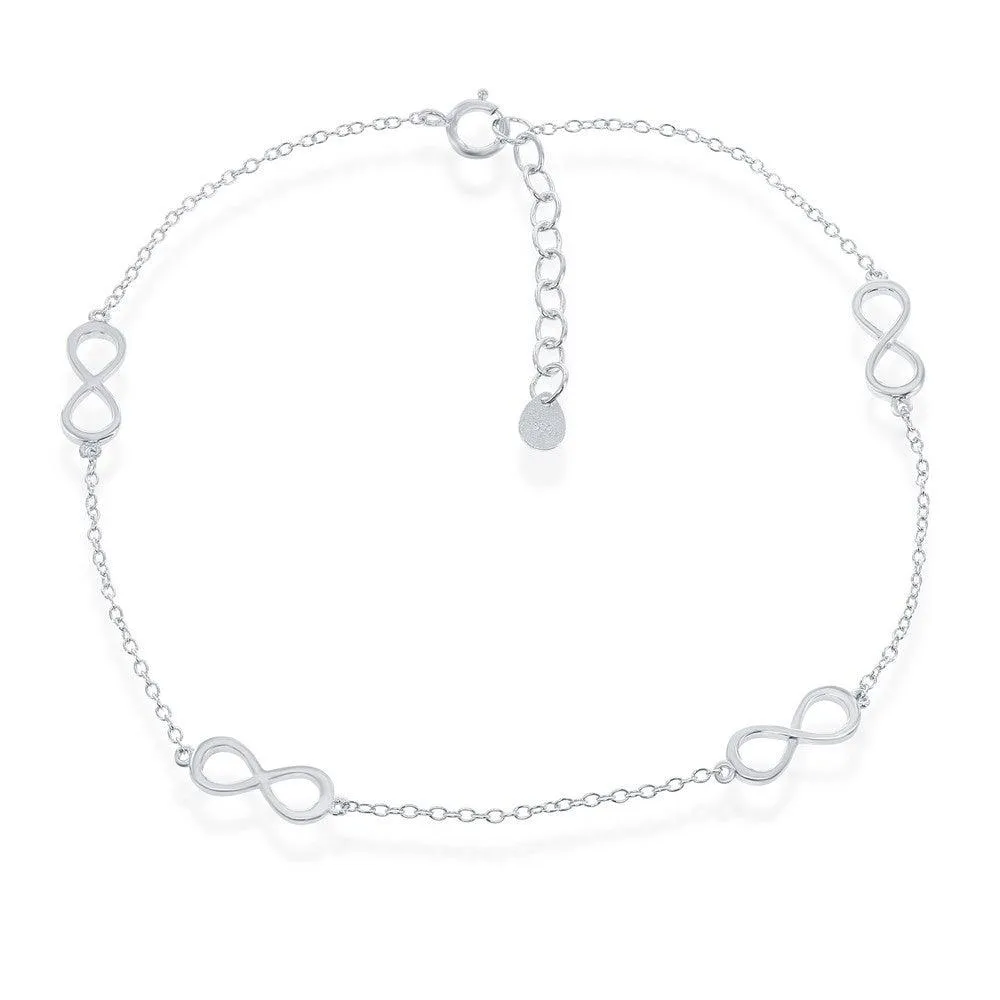 Classic Jewelry Sterling Silver Infinity Anklet
