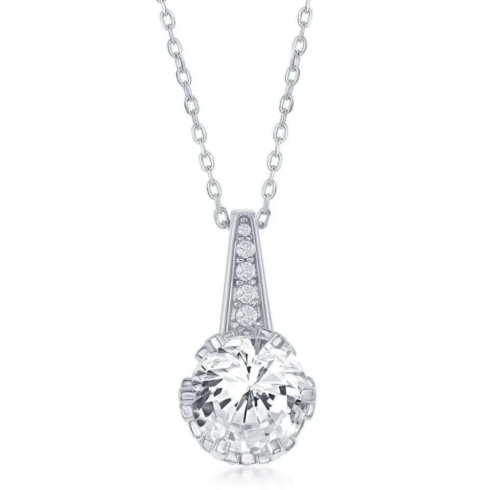 Classic Jewelry Sterling Silver Round CZ Pendant