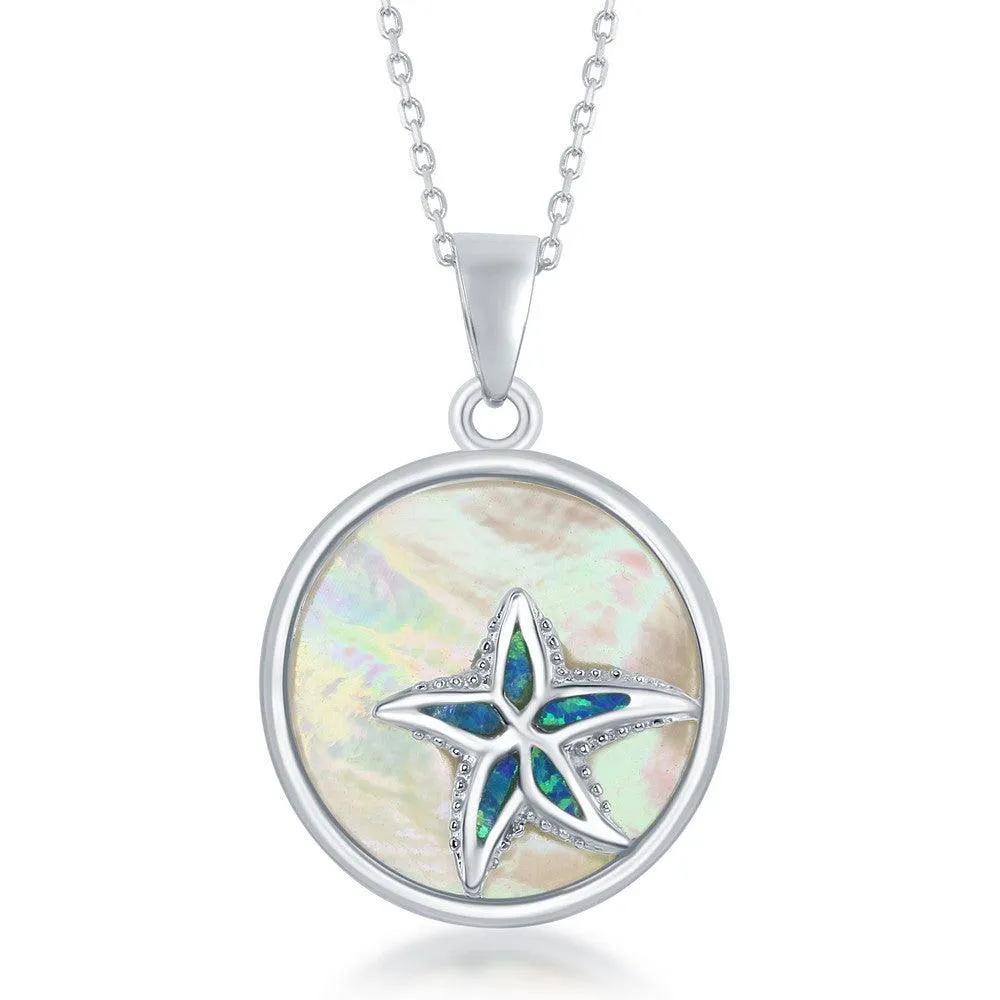 Classic Jewelry Sterling Silver Round MOP with Starfish Pendant