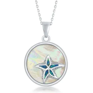 Classic Jewelry Sterling Silver Round MOP with Starfish Pendant