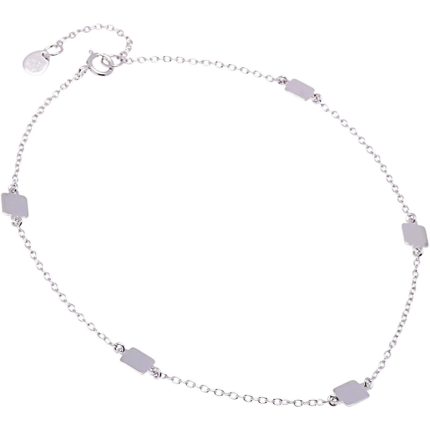 Classic Jewelry Sterling Silver Shiny Flat Square Anklet