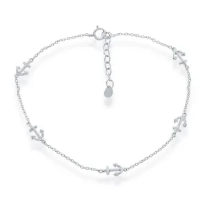 Classic Jewelry Sterling Silver Small Anchor Anklet