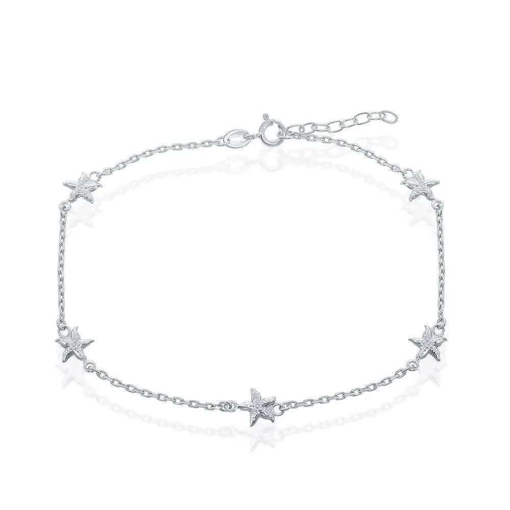 Classic Jewelry Sterling Silver Starfish Anklet