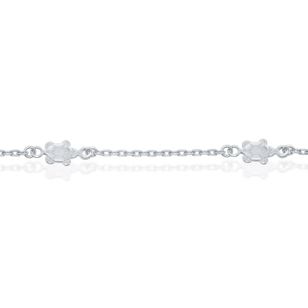 Classic Jewelry Sterling Silver Turtles Anklet