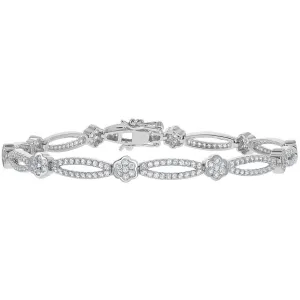 Classic Jewelry Women's Bracelet - Sterling Silver Flower and Open Oval Topaz | BLT-7366