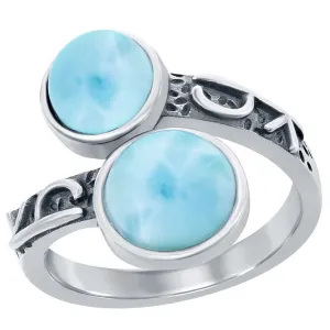 Classic Jewelry Women's Ring - Round Larimar Designed Bypass, Size 9 | W-2676-9