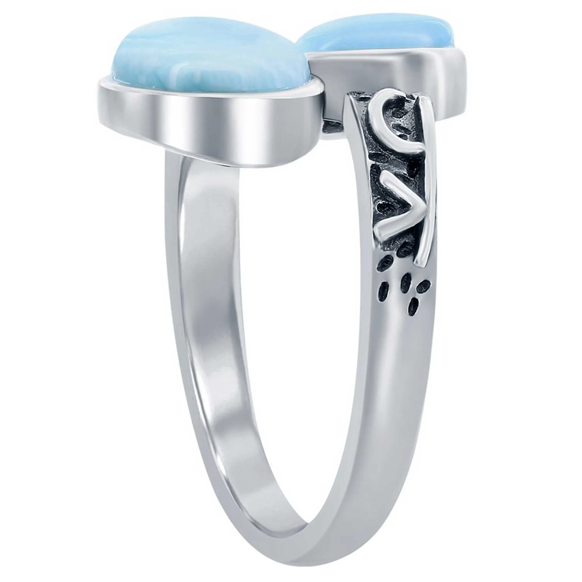 Classic Jewelry Women's Ring - Round Larimar Designed Bypass, Size 9 | W-2676-9